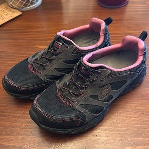 Sketchers Black and Pink, size 7. Worn, but good condition. Smoke free home.